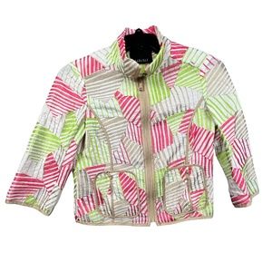 Carlisle Collection Women's Multicolor 100% Ramie  3/4 Sleeve Zip Jacket Sz4